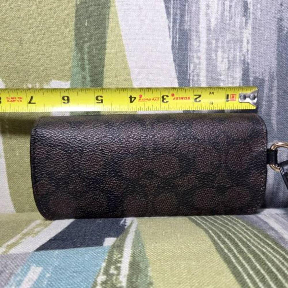 Coach Signature Canvas Sunglasses Case In Walnut/Black - Picture 4 of 8
